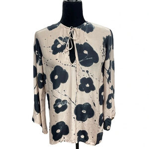 Amanda Bond Floral Silk Blouse Small Hand Dyed